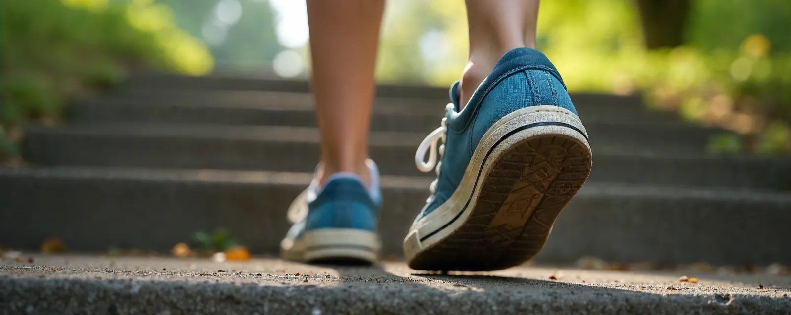 Schuhe gehen eine Treppe hoch